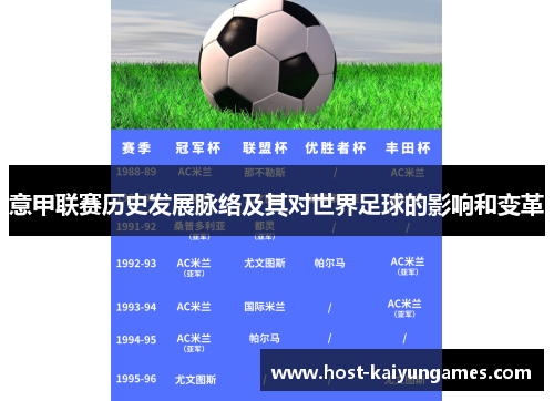 意甲联赛历史发展脉络及其对世界足球的影响和变革 意甲联赛历史发展脉络及其对世界足球的影响和变革