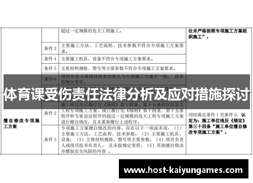 体育课受伤责任法律分析及应对措施探讨 体育课受伤责任法律分析及应对措施探讨